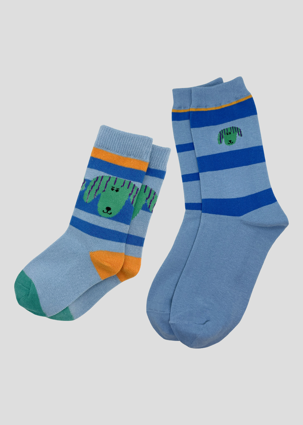 Family Socks - Green Dog (Blue)